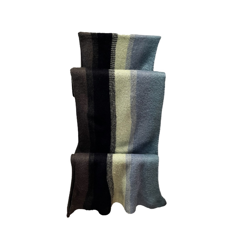 Soft, Acrylic, Unisex, Scarf, in Blue/Gray/Cream